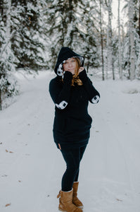 Buffalo Plaid Double Hoodie - Black