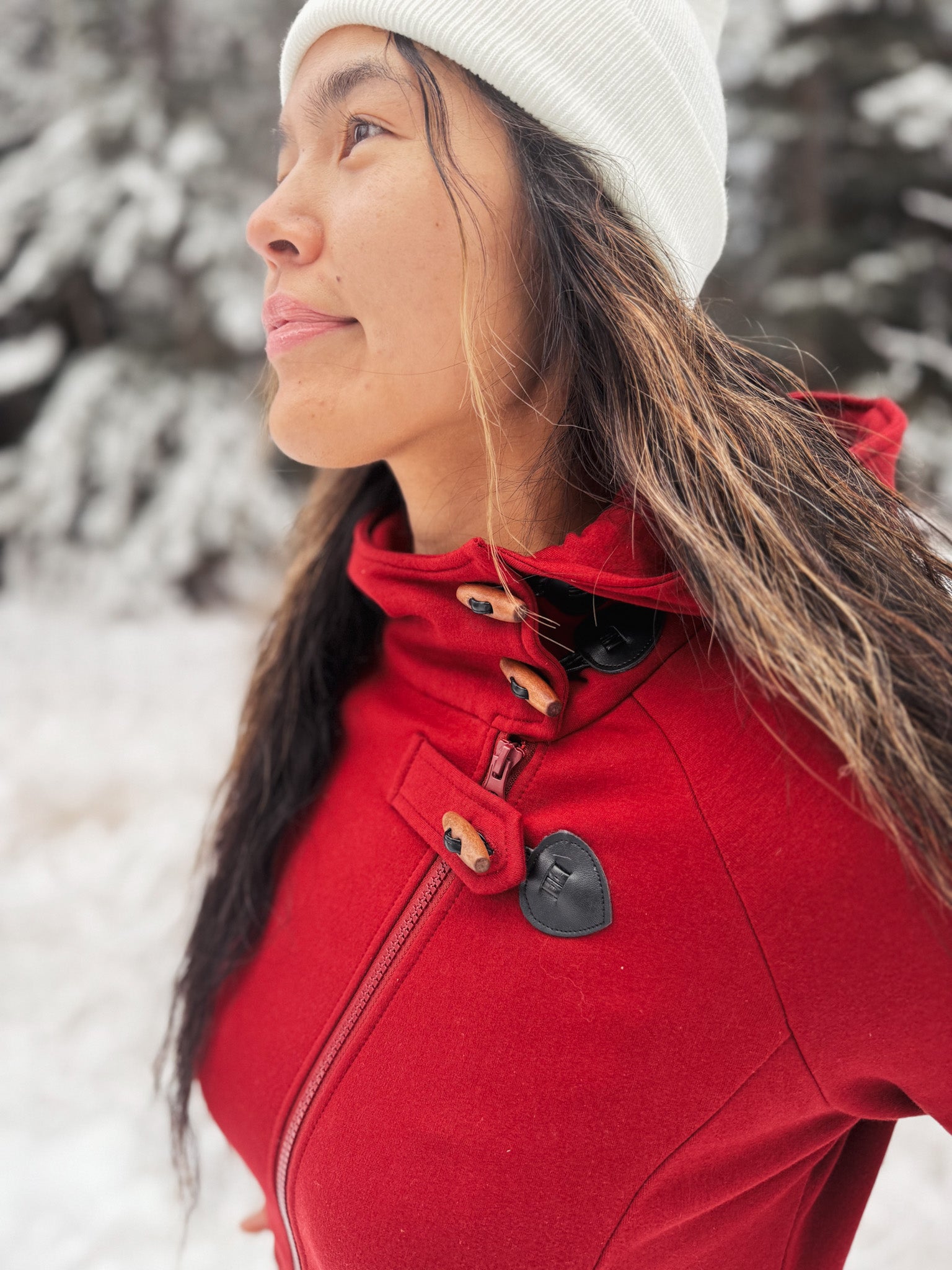 Fireweed Side Zip Toggle Hoodie (Rustic Red)