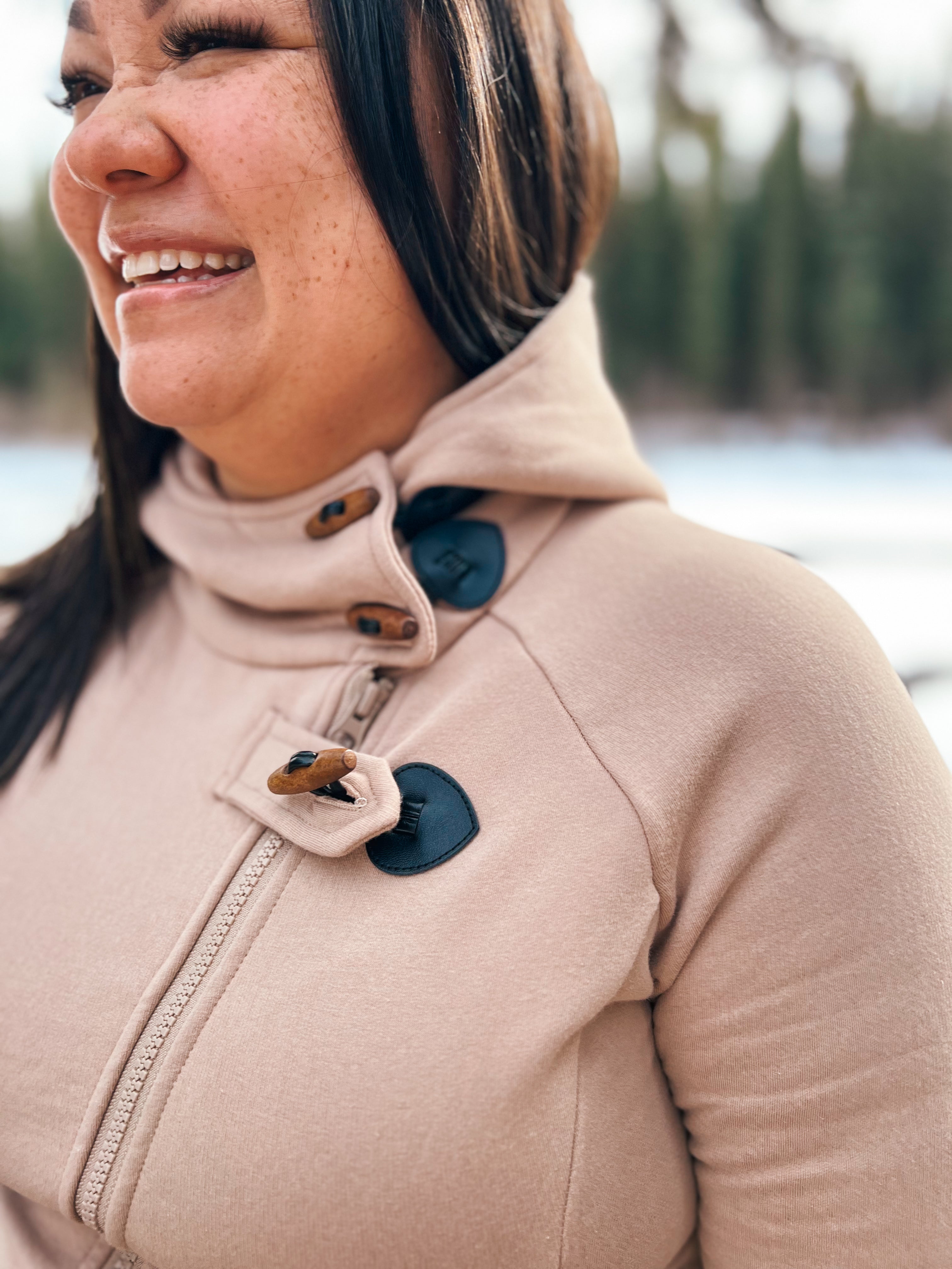 Fireweed Side Zip Toggle Hoodie - Latte